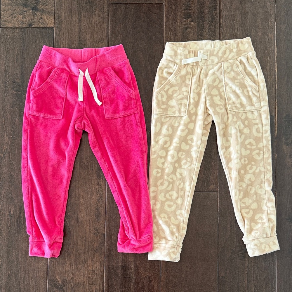 Cat and Jack Toddler Girls Cozy Fleece Jogger Pants - Hot Pink & Cream Leopard